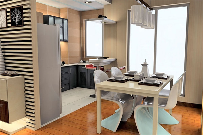 100平簡歐現代廚房裝修搭配效果圖片