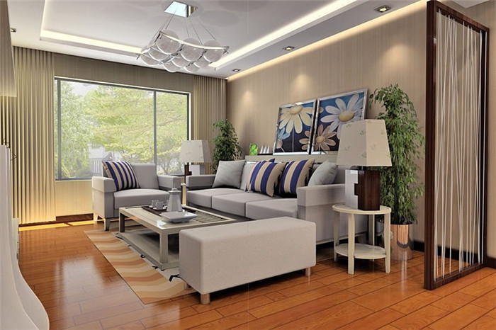 100平簡歐現代客廳裝修欣賞圖