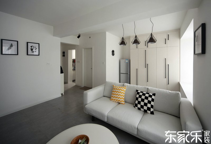 衡陽90平現代簡約風格客廳全景圖